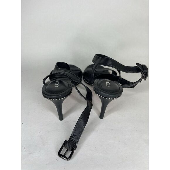 Coach Black Leather Open Toe Ankle Strap Heel Sandals Women Sz 7.5B US/38EU - Picture 6 of 13